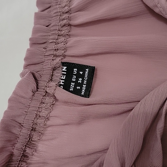 Shein Off Shoulder Tie Front Ruffle Hem Blouse NWOT - Picture 7 of 12